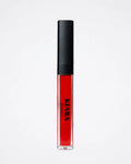 Red lip gloss with black cap on a white background 
